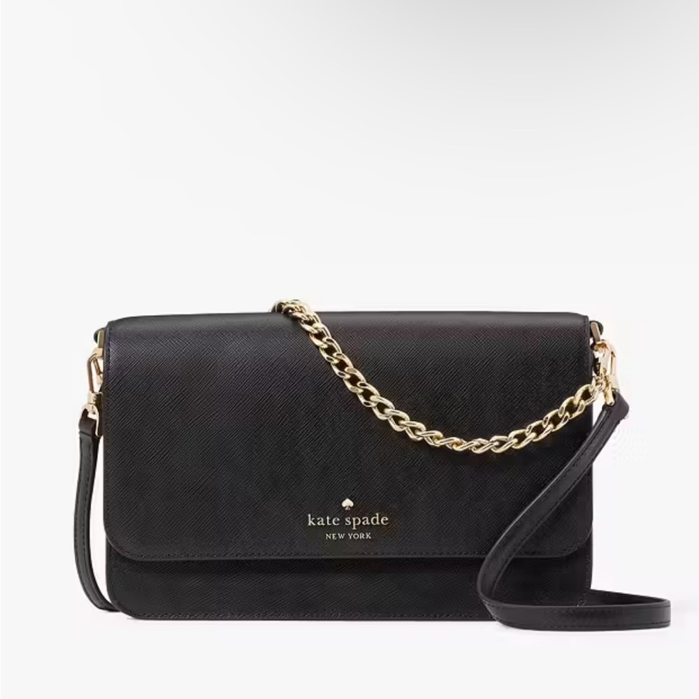 Madison Willow Medium Flap Convertible Crossbody Black with Sliver Hardware